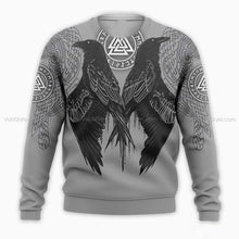 Load image into Gallery viewer, Viking Raven 3D All Over Printed Hoodie, T-shirt, Long sleeve T-shirt, Tank Top, Short, Zipper Hoodie No.18