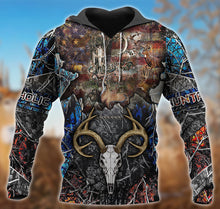 Load image into Gallery viewer, Deer Huntaholic Flag 3D All Over Printed Hoodie, T-shirt, Long sleeve T-shirt, Tank Top, Short, Zipper Hoodie No.01