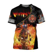 Load image into Gallery viewer, Brave Firefighter 3D All Over Printed Hoodie, T-shirt, Long sleeve T-shirt, Tank Top, Short, Zipper Hoodie No.111