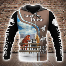 Load image into Gallery viewer, Love Horse 3D All Over Printed Hoodie, T-shirt, Long sleeve T-shirt, Tank Top, Short, Zipper Hoodie No.20