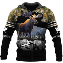 Load image into Gallery viewer, Moose Hunting 3D All Over Printed Hoodie, T-shirt, Long sleeve T-shirt, Tank Top, Short, Zipper Hoodie No.70
