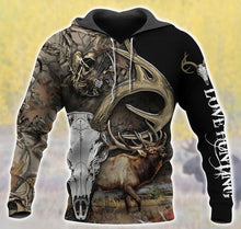 Load image into Gallery viewer, Elk Hunting Skull 3D All Over Printed Hoodie, T-shirt, Long sleeve T-shirt, Tank Top, Short, Zipper Hoodie No.129