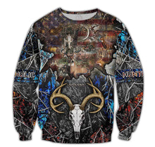 Load image into Gallery viewer, Deer Huntaholic Flag 3D All Over Printed Hoodie, T-shirt, Long sleeve T-shirt, Tank Top, Short, Zipper Hoodie No.01