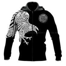 Load image into Gallery viewer, Viking Raven 3D All Over Printed Hoodie, T-shirt, Long sleeve T-shirt, Tank Top, Short, Zipper Hoodie No.45