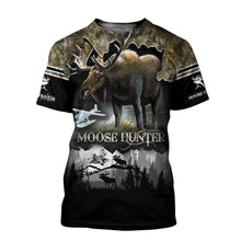 Load image into Gallery viewer, Moose Hunting 3D All Over Printed Hoodie, T-shirt, Long sleeve T-shirt, Tank Top, Short, Zipper Hoodie No.59