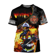 Load image into Gallery viewer, Brave Firefighter 3D All Over Printed Hoodie, T-shirt, Long sleeve T-shirt, Tank Top, Short, Zipper Hoodie No.109
