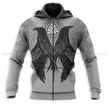 Load image into Gallery viewer, Viking Raven 3D All Over Printed Hoodie, T-shirt, Long sleeve T-shirt, Tank Top, Short, Zipper Hoodie No.18