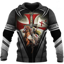 Load image into Gallery viewer, Brave Knight Templar 3D All Over Printed Hoodie, T-shirt, Long sleeve T-shirt, Tank Top, Short, Zipper Hoodie No.23
