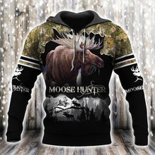 Load image into Gallery viewer, Moose Hunting 3D All Over Printed Hoodie, T-shirt, Long sleeve T-shirt, Tank Top, Short, Zipper Hoodie No.68
