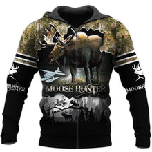 Load image into Gallery viewer, Moose Hunting 3D All Over Printed Hoodie, T-shirt, Long sleeve T-shirt, Tank Top, Short, Zipper Hoodie No.59
