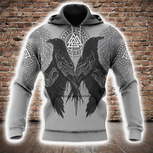 Load image into Gallery viewer, Viking Raven 3D All Over Printed Hoodie, T-shirt, Long sleeve T-shirt, Tank Top, Short, Zipper Hoodie No.18
