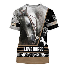 Load image into Gallery viewer, Love Horse White 3D All Over Printed Hoodie , T-shirt, Long sleeve T-shirt, Tank Top, Short, Zipper Hoodie No.127
