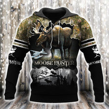 Load image into Gallery viewer, Moose Hunting 3D All Over Printed Hoodie, T-shirt, Long sleeve T-shirt, Tank Top, Short, Zipper Hoodie No.59
