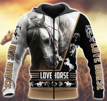 Load image into Gallery viewer, Love Horse White 3D All Over Printed Hoodie , T-shirt, Long sleeve T-shirt, Tank Top, Short, Zipper Hoodie No.127
