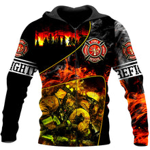 Load image into Gallery viewer, Brave Firefighter 3D All Over Printed Hoodie, T-shirt, Long sleeve T-shirt, Tank Top, Short, Zipper Hoodie No.19
