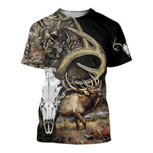 Load image into Gallery viewer, Elk Hunting Skull 3D All Over Printed Hoodie, T-shirt, Long sleeve T-shirt, Tank Top, Short, Zipper Hoodie No.129
