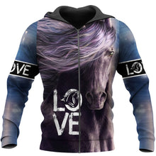 Load image into Gallery viewer, Love Horse 3D All Over Printed Hoodie, T-shirt, Long sleeve T-shirt, Tank Top, Short, Zipper Hoodie No.43
