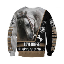 Load image into Gallery viewer, Love Horse White 3D All Over Printed Hoodie , T-shirt, Long sleeve T-shirt, Tank Top, Short, Zipper Hoodie No.127
