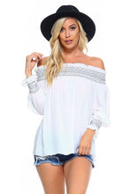 Load image into Gallery viewer, Women's Off Shoulder Stripe Smocked Elastic Top
