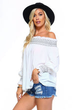 Load image into Gallery viewer, Women's Off Shoulder Stripe Smocked Elastic Top

