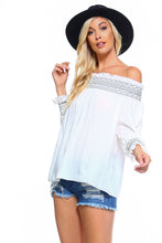 Load image into Gallery viewer, Women's Off Shoulder Stripe Smocked Elastic Top
