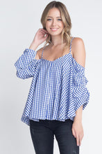 Load image into Gallery viewer, Women's Cold Shoulder Checkered Top
