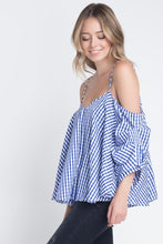 Load image into Gallery viewer, Women's Cold Shoulder Checkered Top
