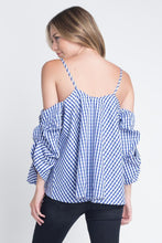 Load image into Gallery viewer, Women's Cold Shoulder Checkered Top
