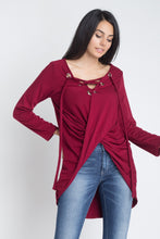 Load image into Gallery viewer, Women's Lace Up Wrap Long Sleeve Top
