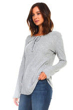Load image into Gallery viewer, Women's Lace Up Long Sleeve Top
