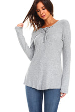 Load image into Gallery viewer, Women's Lace Up Long Sleeve Top
