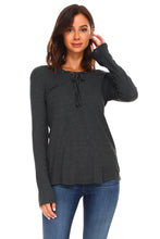 Load image into Gallery viewer, Women's Lace Up Long Sleeve Top
