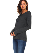 Load image into Gallery viewer, Women's Lace Up Long Sleeve Top
