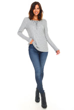 Load image into Gallery viewer, Women's Lace Up Long Sleeve Top
