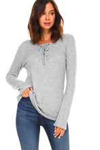 Load image into Gallery viewer, Women's Lace Up Long Sleeve Top
