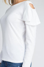 Load image into Gallery viewer, Women's Cold Shoulder Ruffle Long Sleeve Top
