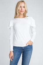 Load image into Gallery viewer, Women's Cold Shoulder Ruffle Long Sleeve Top
