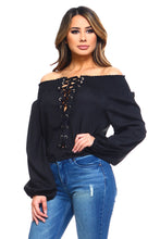Load image into Gallery viewer, Women's Lace-Up Off Shoulder Elastic Blouse
