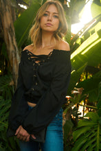 Load image into Gallery viewer, Women's Lace-Up Off Shoulder Elastic Blouse
