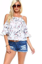 Load image into Gallery viewer, Women's Floral Tie Cold Shoulder Top
