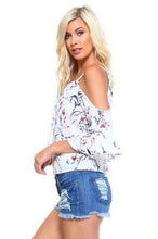 Load image into Gallery viewer, Women's Floral Tie Cold Shoulder Top
