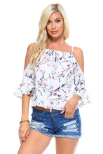 Load image into Gallery viewer, Women's Floral Tie Cold Shoulder Top
