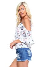 Load image into Gallery viewer, Women's Floral Tie Cold Shoulder Top
