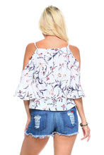 Load image into Gallery viewer, Women's Floral Tie Cold Shoulder Top

