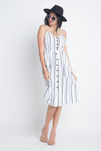 Load image into Gallery viewer, Women's Striped Button Midi Sleeveless Dress

