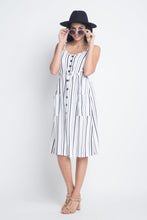 Load image into Gallery viewer, Women's Striped Button Midi Sleeveless Dress
