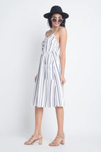 Load image into Gallery viewer, Women's Striped Button Midi Sleeveless Dress
