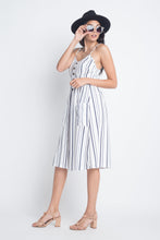 Load image into Gallery viewer, Women's Striped Button Midi Sleeveless Dress
