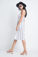 Load image into Gallery viewer, Women's Striped Button Midi Sleeveless Dress
