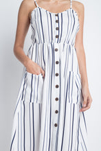 Load image into Gallery viewer, Women's Striped Button Midi Sleeveless Dress

